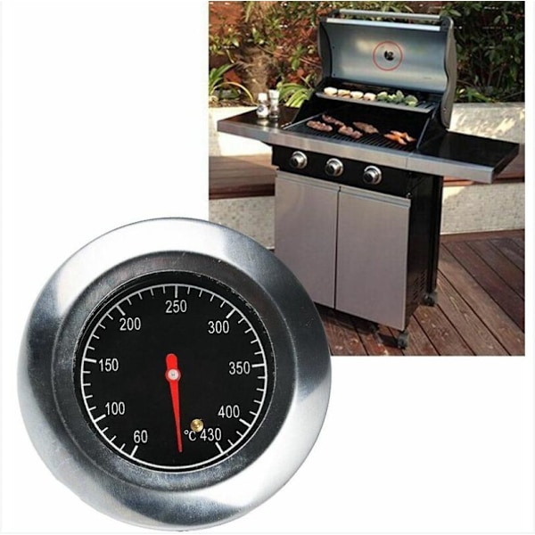 Rostfritt stål termometer, metalltermometer, lämplig för rostfritt stål gasgrill, (60°C -430°C)