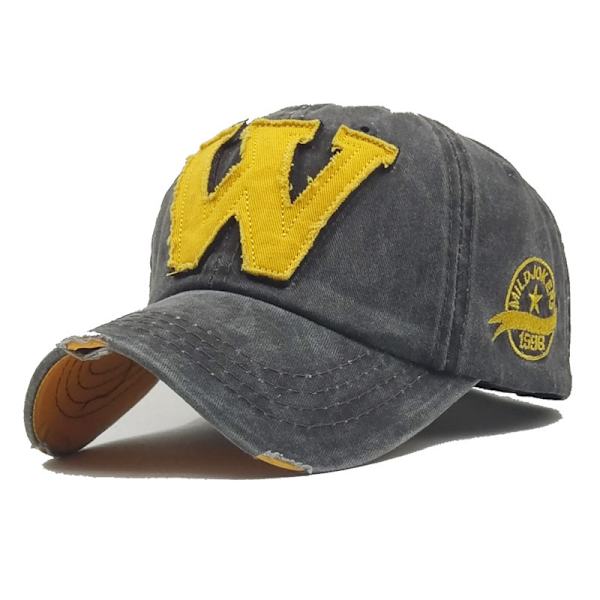 W-monogram broderad basebollkeps bomullsanka tunga hatt o