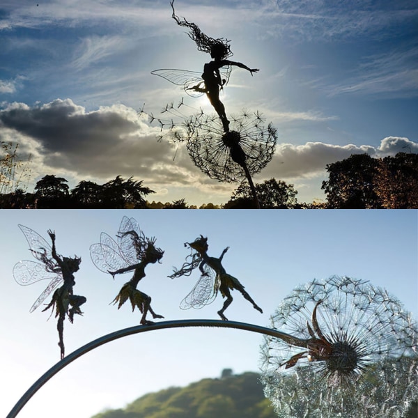 Fairy Garden Sculptures Stake Feer och maskrosor Dans T