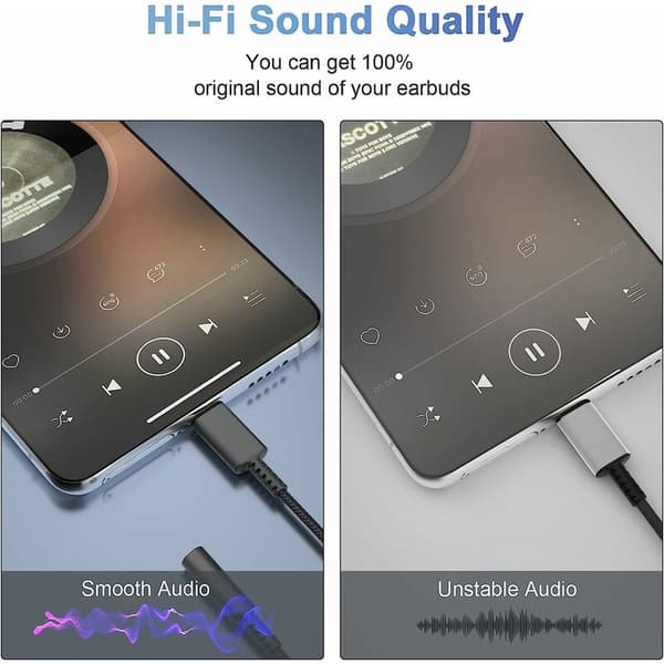USB C till Jack-adapter, USB C till 3,5 mm Jack-adapter, USB C Aux Ada