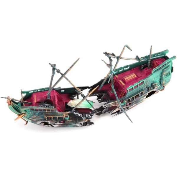 Akvariumvragdekorationer - Air Bubbler Sunken Boat Ornament, A