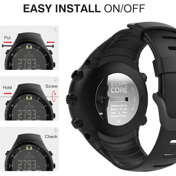 Suunto Core-rem, silikonersättningsrem med metallspänne