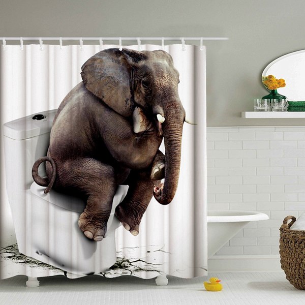 Ett set (toalett elefant, ca 180*180cm) Design duschdraperi