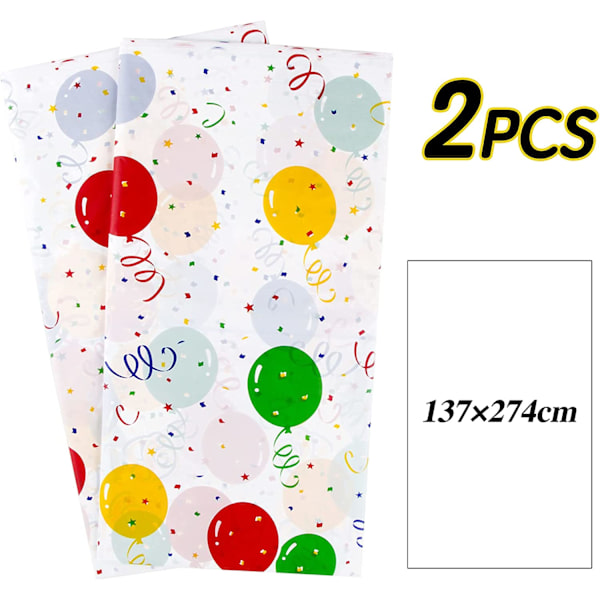 2 kpl syntymäpäiväjuhlien pöytäliinaa, vedenpitävä 137x274cm muovinen suorakulmio