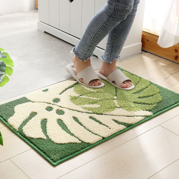 Grønne Grene og Blade - Skridsikker og Absorberende Mikrofiber til