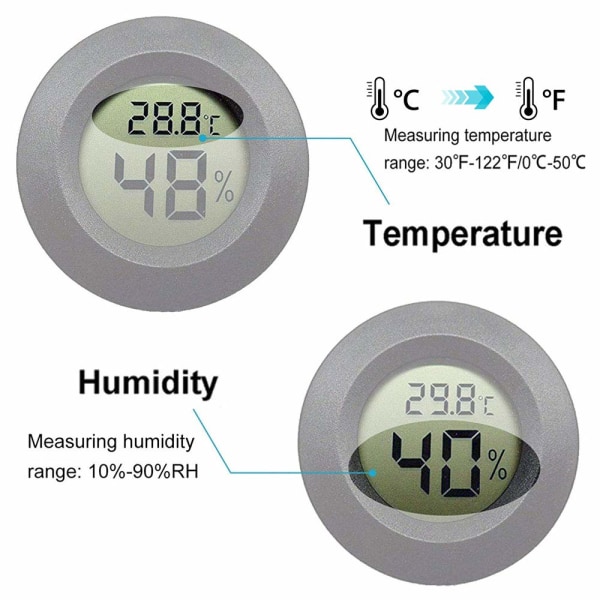 2-pack Mini Hygrometer Termometer Digital LCD Skärm Inomhus/Utomhus