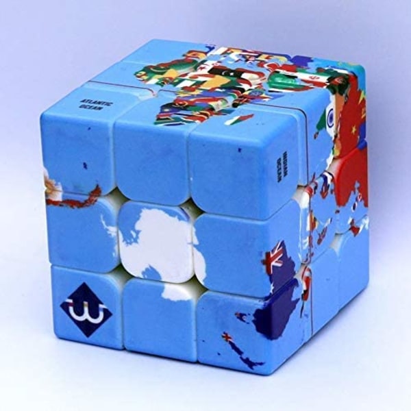 Speed Cube Världskarta Design Magic Cube Pussel, IQ Game Pussel