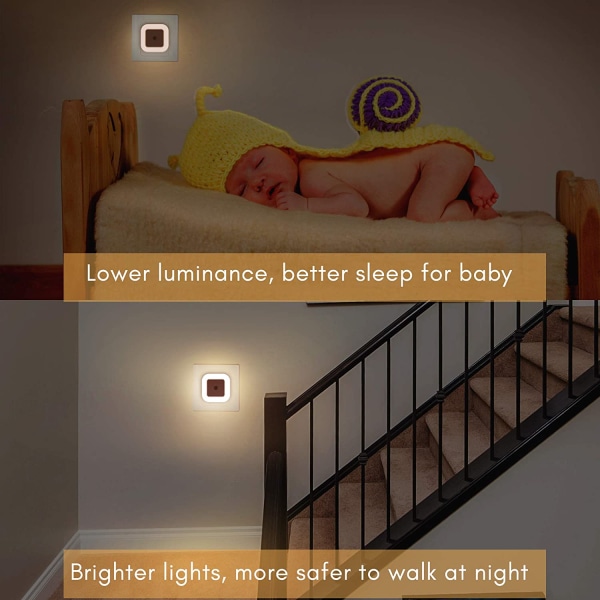 2 stk. Automatisk LED-nattelys, Tusmørkesensor Nattelys, Di