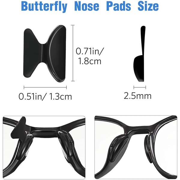 20 par 2,5 mm glasögon näskuddar Fjärilsform Halkfri mjuk