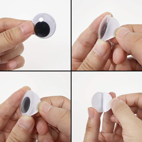 300 stykker 20 mm Moving Eyes Sort Hvid Runde Plastic Adhesive S