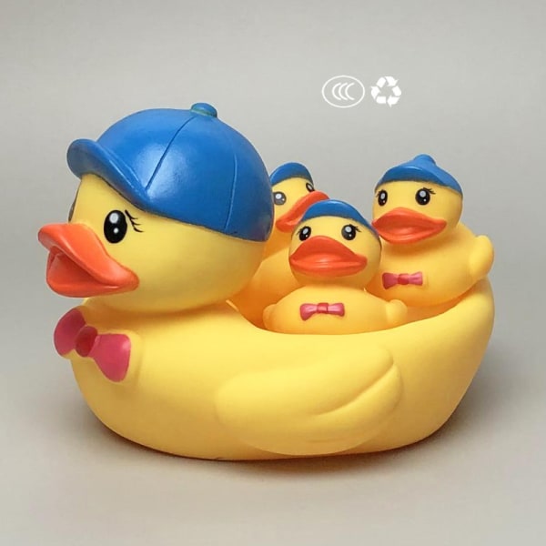 Bath Duck Legetøj 4 stykker Familie Gummi Duck Float and Squeak Ba