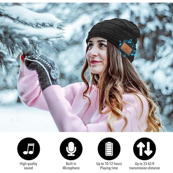 Bluetooth 5.0 -hattu miehille, joululahjaidea, unisex hiihtomusiikki