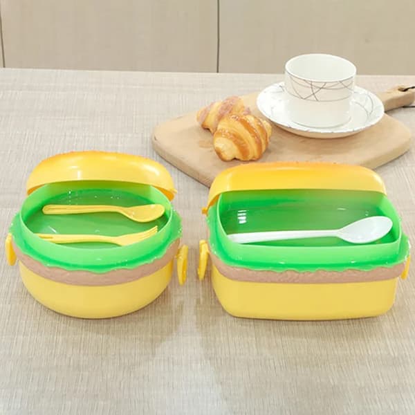 Hamburger Bento Boks Mikrobølgeovn - Rektangulær og Rund - 2 stk