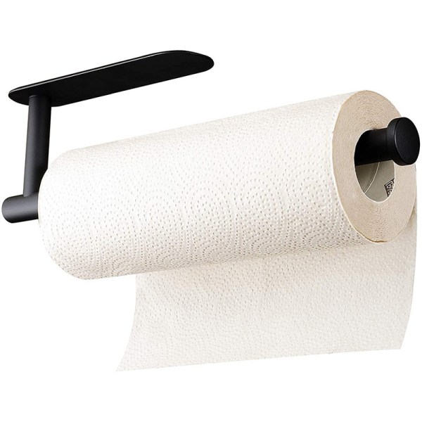 Musta pyyheteline, seinään kiinnitettävä tai itseliimautuva paperipyyheteline D