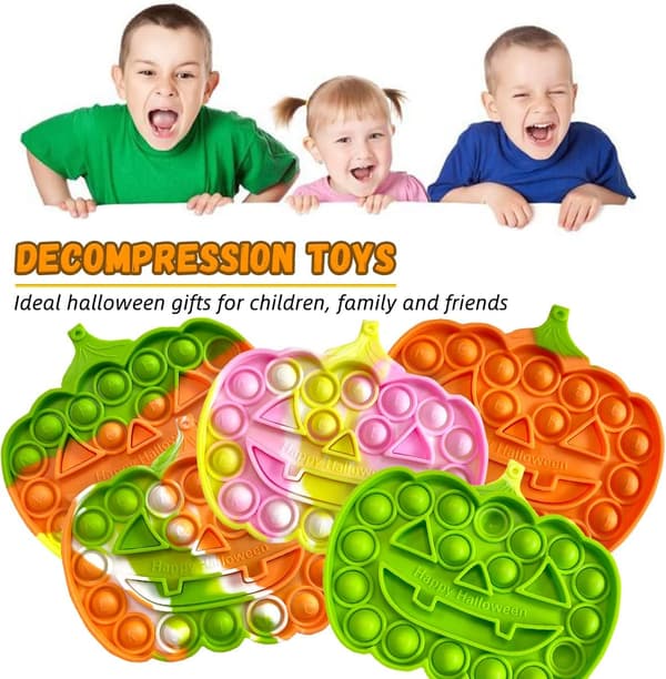 Halloween Græskar Pop Fidget Legetøj, 5 Pak Push Pops Boble Fidget