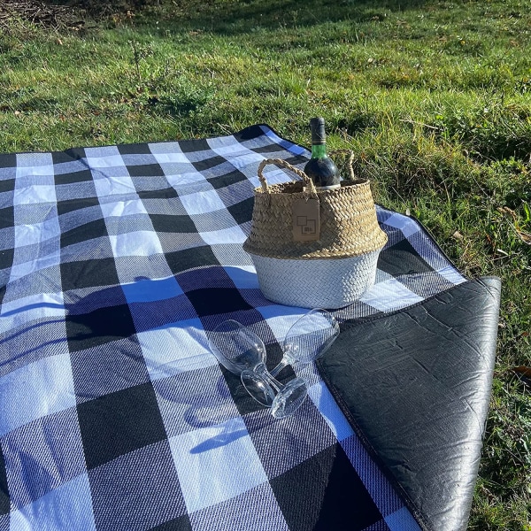 Mustavalkoinen - 200x200 vedenpitävä piknikpeitto, piknikpöytä