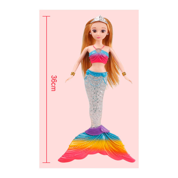 Ett stycke (Typ A) färgglad lätt musik sjöjungfru leksak prinsessa dol
