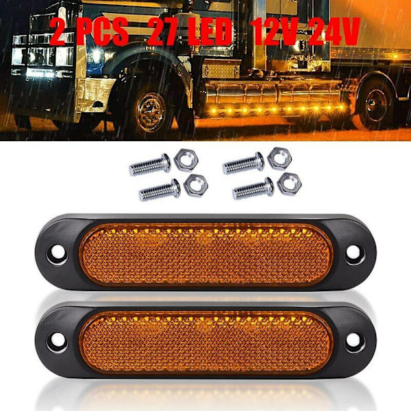 2 st LED-sidomarkeringsljusindikatorer Lastbil Släpvagn Lorry Båt L