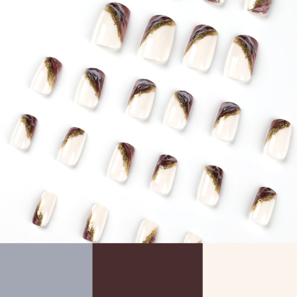 24 stykker hvid og lilla udtværet guldfolie nail art patch (glu