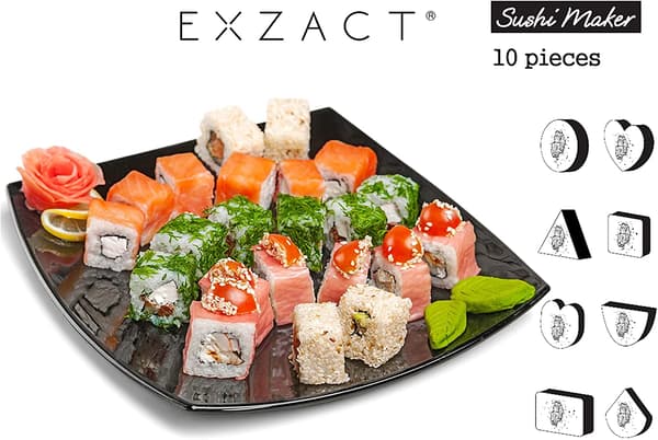 Sushi-sett med 10 deler/Risform - 5 unike former - Hjerte