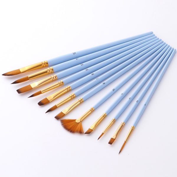 12-delers kombinasjon nylon hårbørstesett mattblått bar vidd