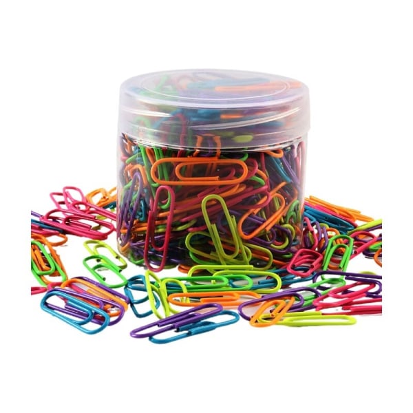 Set of 200 multicolored paperclips Box of 5 - Metal, 28mm, with