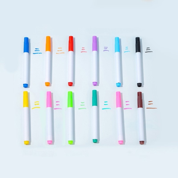 12 farver vandbaseret blank pensæt OPP tyk spids 12 farver med