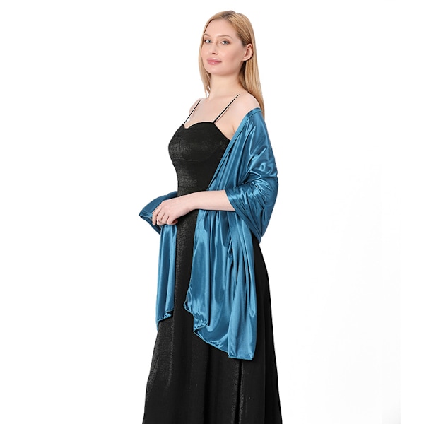 Dam sidenscarf och cape i satin 200*70CM - Ljusblå