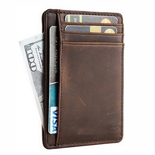 Mørk kaffefarge RFID-blokkerende lommebok for menn med glidelås Compa