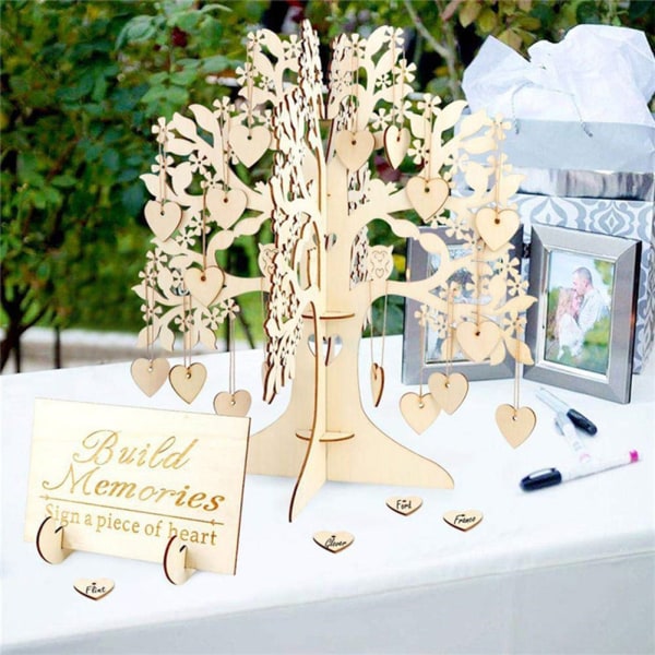 3D Wooden Wishing Tree as Wedding Guest Book, 1 Complete Tree Se