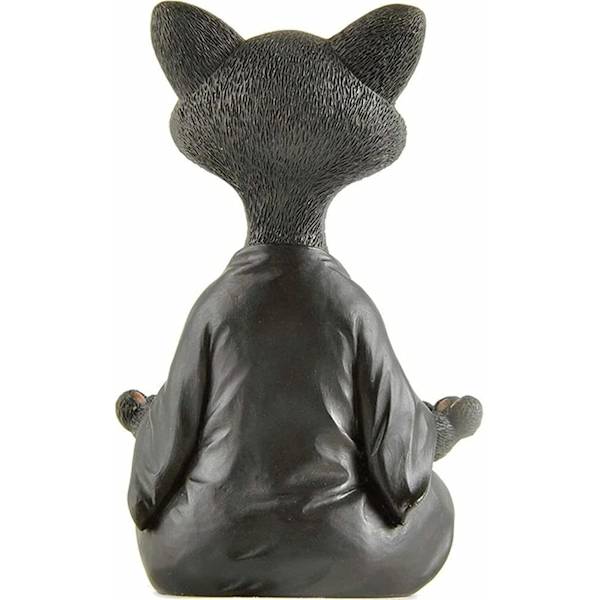 Sort Buddha Kat Samleobjekt Yoga Meditation Figur, Glad Kat