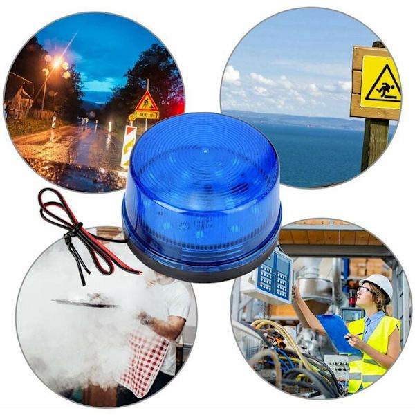 (Blå) 12V larmsignal, blå LED-strobe-båk larm blinkande ljus utan ljud, explosionssäker, dammtät, kan användas i naturen