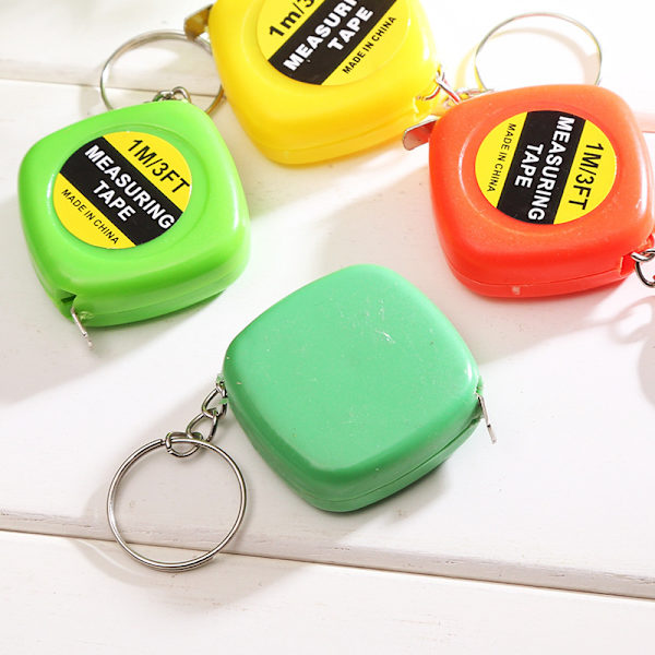 4 stk. Multifunktionelt Etui 1 Meter 3 Fod Mini Målebånd med Nøglering I