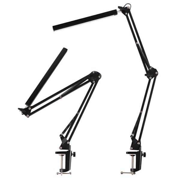 LED-skrivebordslampe, svingarmlampe, med armatur, dæmpbar, 3 farvetilstande og 10 justerbar lysstyrke, øjenbeskyttende skrivebordslampe til hjemmekontoret (sort)