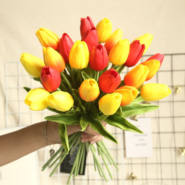 36 Hoveder Falske Faux Tulipaner, Kunstige Silke Tulipaner Blomster med