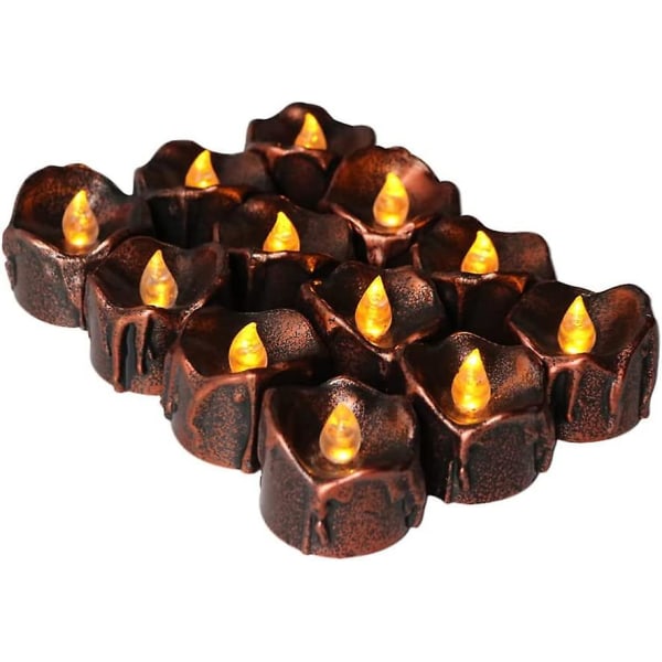 12 stk Halloween-lys, flammefri lys, flimrende lys