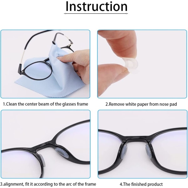 Selvklebende neseputer for briller, 10 par sklisikre silikonglass
