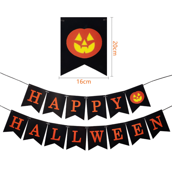 3-pack HAPPY HALLOWEEN-vimpel med pumpa-skylt utomhus