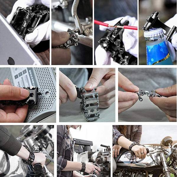 29 i 1 Multi-Tool Armbånd Shiny Silver Armbånd Rustfrit Stål