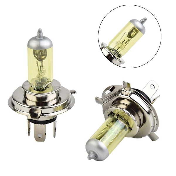 2 st H4 Halogenlampor Gul Bilstrålkastare Kit 12V 100W