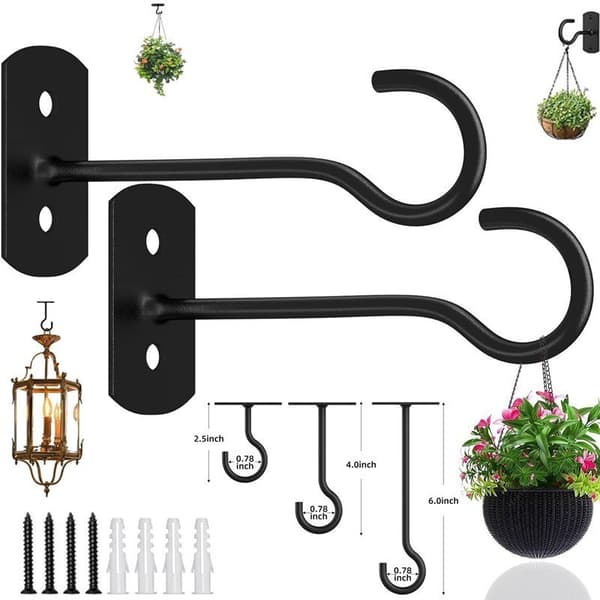 Växtkrokar 2-pack Hängande Växtfäste 15 cm (Svart)