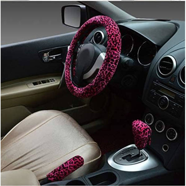 3 i 1 Mjuk Leopard Bilinredning (Röd), Handbromsskydd, Gungbrädeskydd