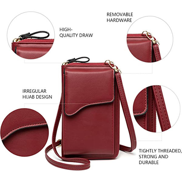 Pieni nahkainen olkalaukku, crossbody-laukku, matkapuhelinlompakko