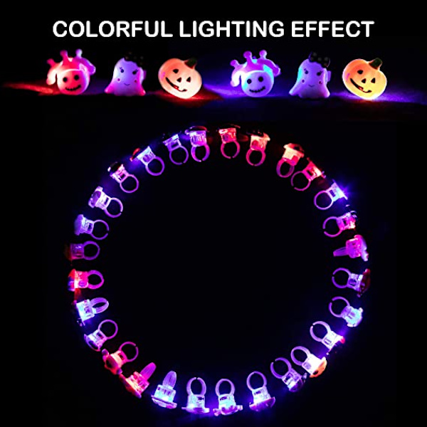 28 stk. skumle og trendy Halloween LED-lysringer som lyser i mørket