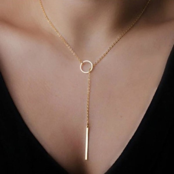 Gullkjede Choker Enkelt Personlig Metallring Anheng Gave Til