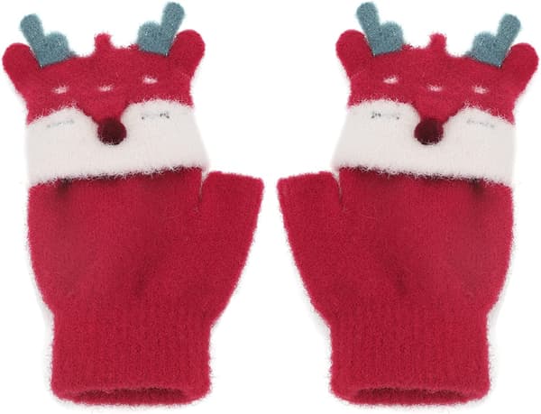 Barn Fingerless Vantar Varma Plysch Vantar Stickade Vantar med