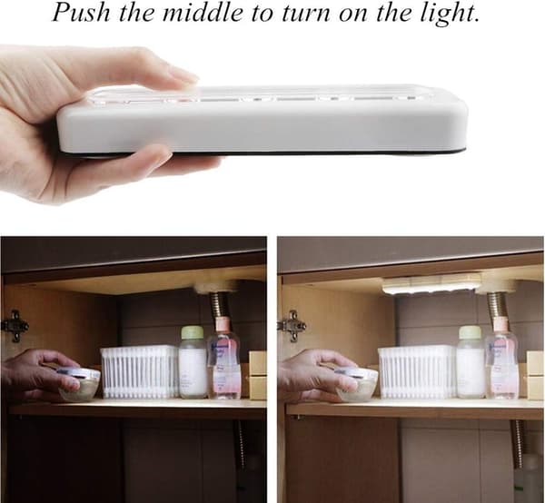 En pakke med 4, DIY stangmonterede 5 LED touch-lys, batteridrevne