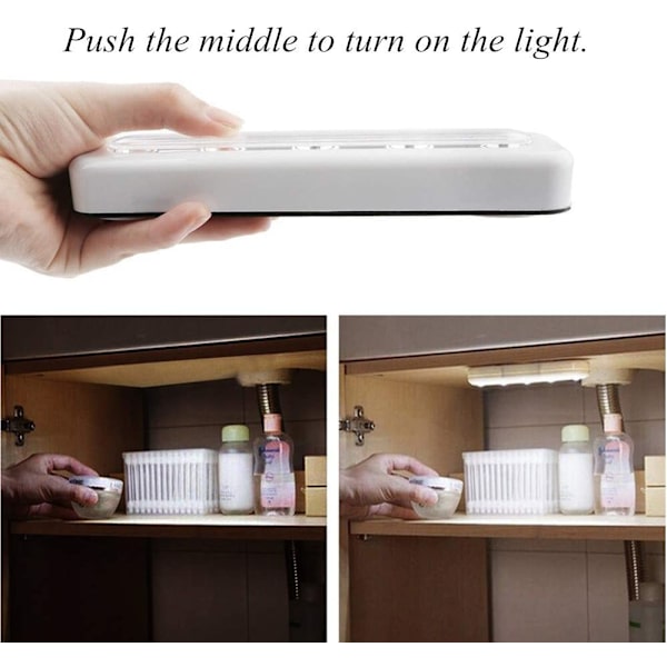 Ett paket med 4, DIY stångmonterade 5 LED-touchlampor, batteridrivna