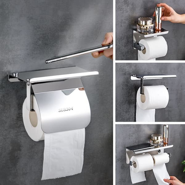 1 STK Toiletpapirholder, Rustfrit Stål, Poleret Krom, Badeværelse Køkken Tilbehør