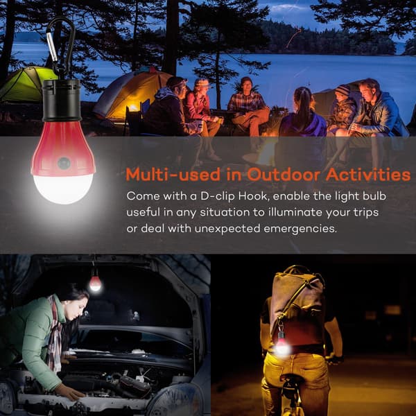 4 kpl Camping Gear ja Equipment, Compact Camping Light Bulbs, LED